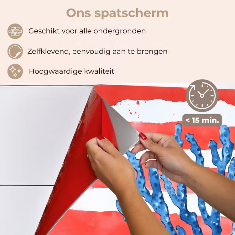 Koraal - Verfstructuur - Rood - Blauw keuken achterwand spatscherm klein -spatscherm_NL