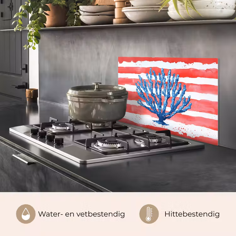 Koraal - Verfstructuur - Rood - Blauw keuken achterwand spatscherm klein -usp_NL
