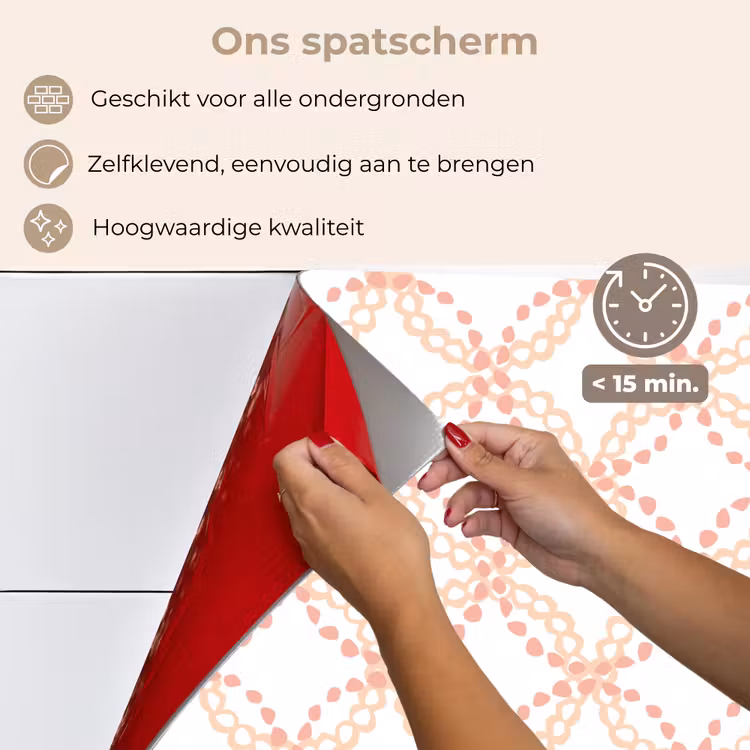 Koraalkleur - Vlechtmotief - Wit keuken achterwand spatscherm klein 900 -spatscherm_NL
