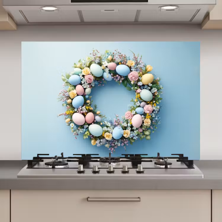 Krans - Eieren - Bloemen keuken achterwand spatscherm klein -3d_website