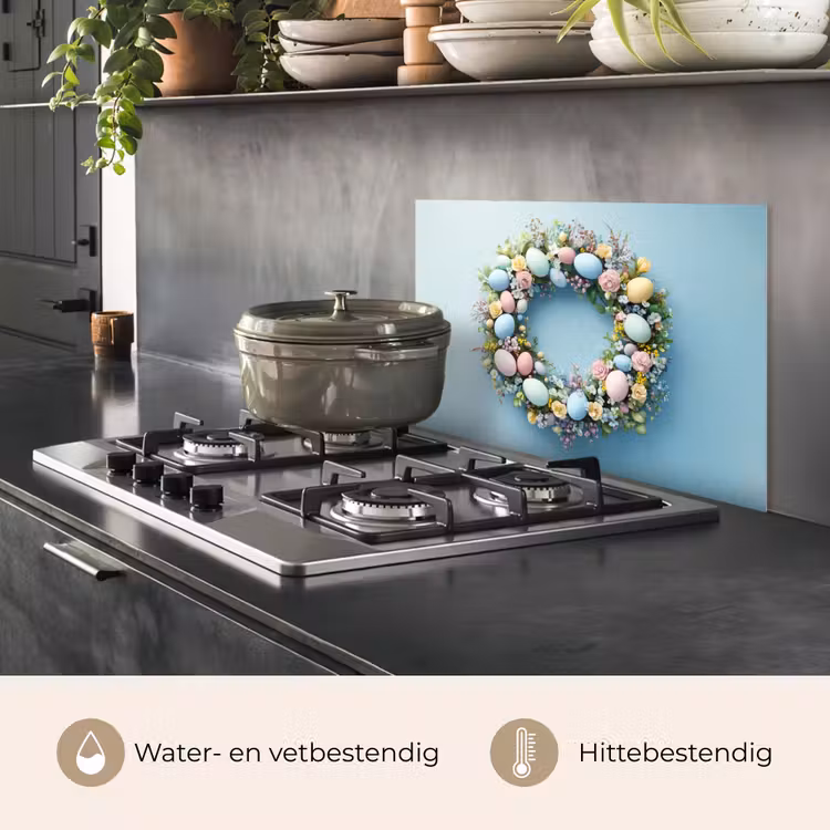 Krans - Eieren - Bloemen keuken achterwand spatscherm klein -usp_NL