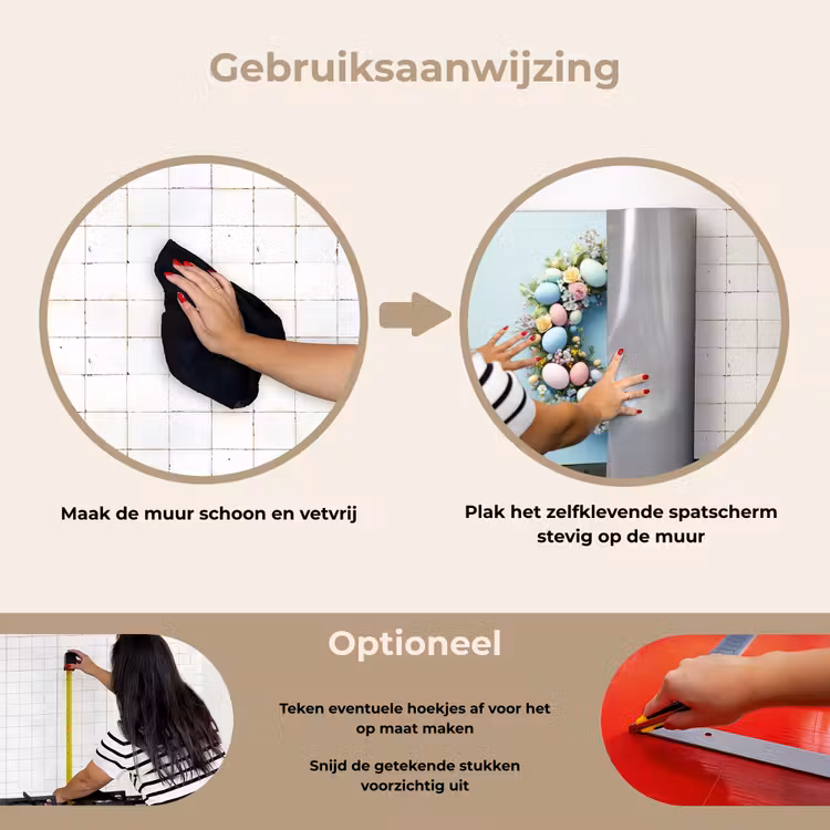 Krans - Eieren - Bloemen keuken achterwand spatscherm klein -gebruiksaanwijzing_NL