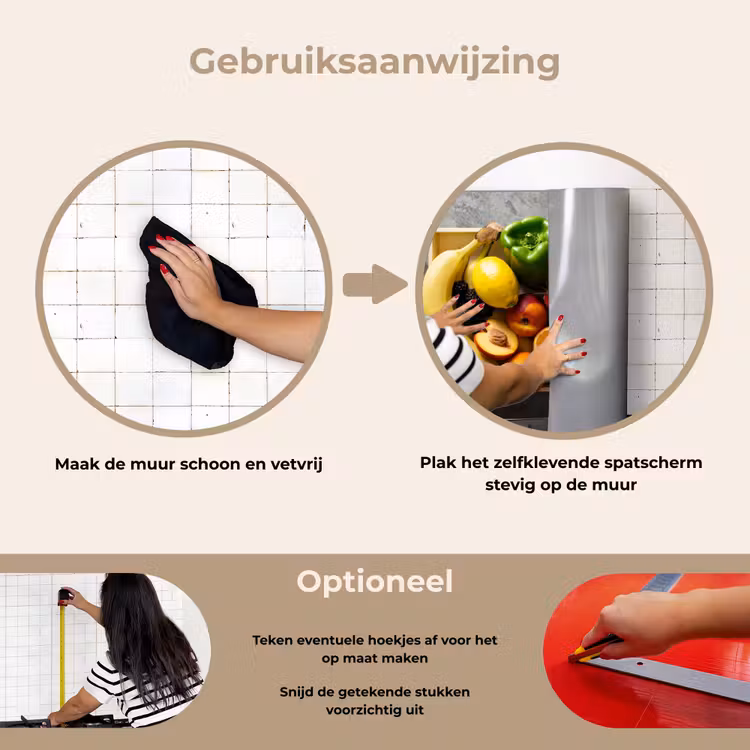 Krat - Fruit - Regenboog keuken achterwand spatscherm klein -gebruiksaanwijzing_NL