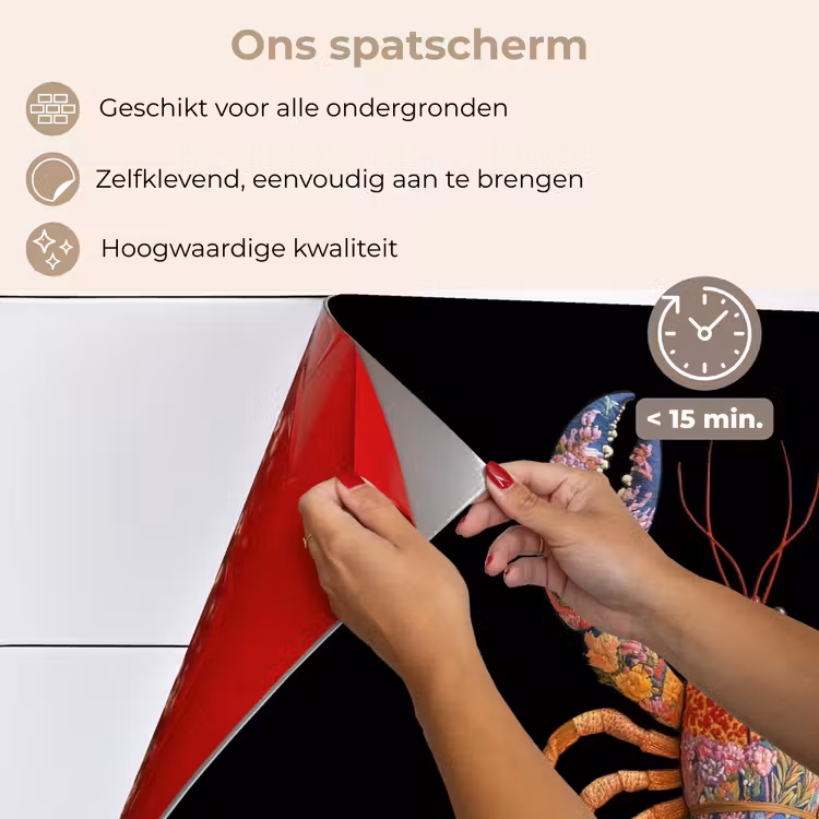 Kreeft - Borduur - Kleurrijk - Bloemen keuken achterwand spatscherm klein -spatscherm_NL