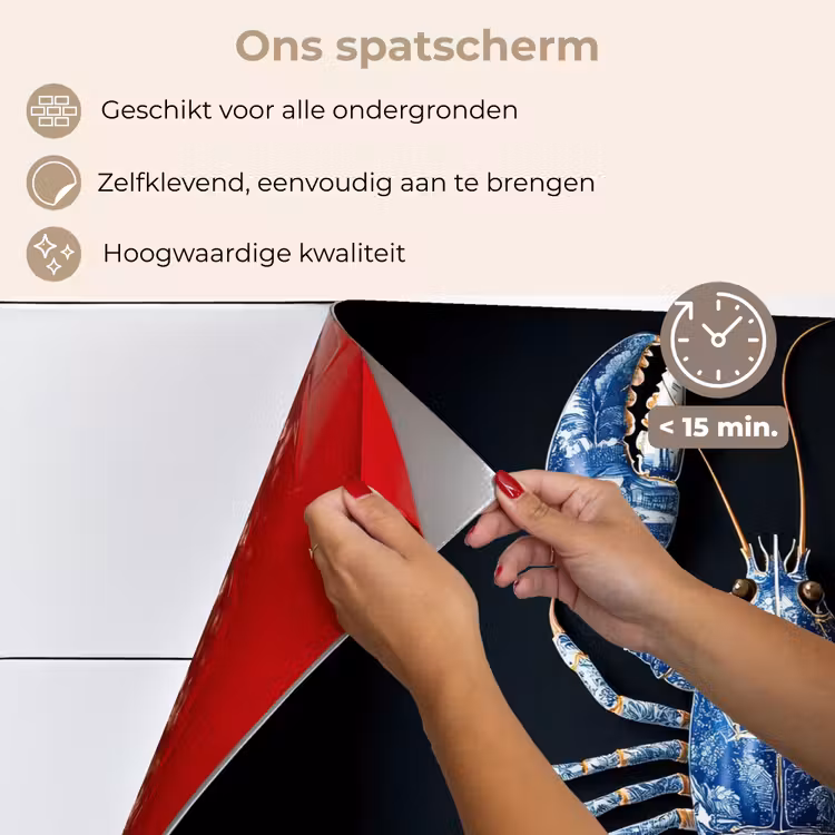 Kreeft - Delftsblauw - Schild - Stoer keuken achterwand spatscherm klein -spatscherm_NL