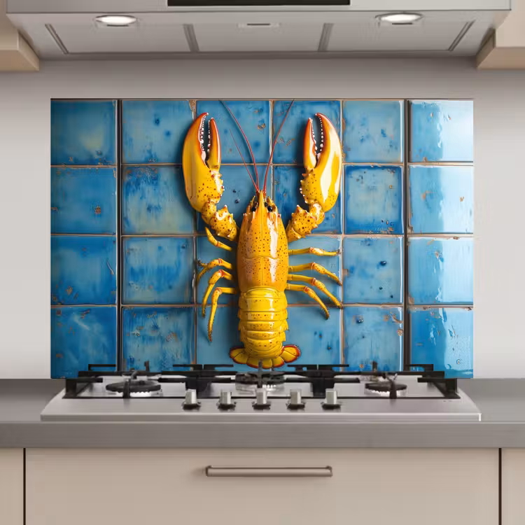 Kreeft - Geel - Blauw - Tegels keuken achterwand spatscherm klein -3d_website