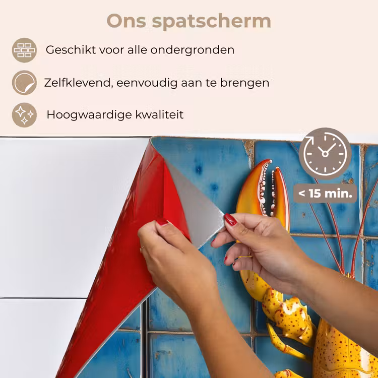 Kreeft - Geel - Blauw - Tegels keuken achterwand spatscherm klein -spatscherm_NL
