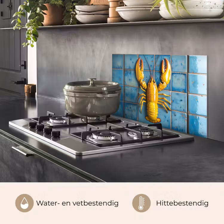 Kreeft - Geel - Blauw - Tegels keuken achterwand spatscherm klein -usp_NL