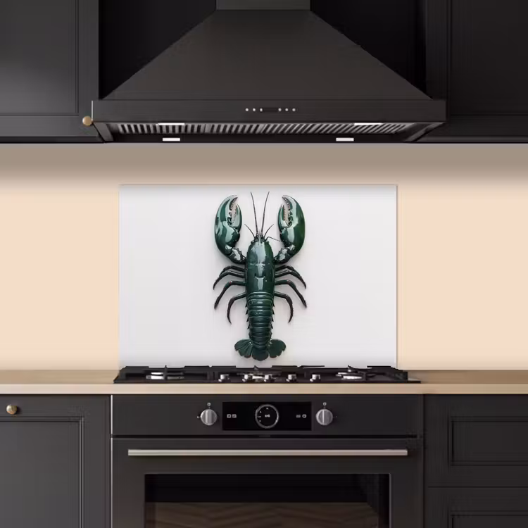 Kreeft - Glossier - Groen - Wit keuken achterwand spatscherm klein -sfeer1