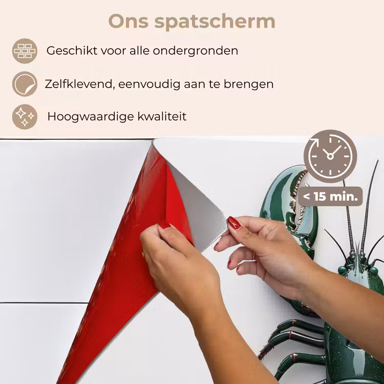 Kreeft - Glossier - Groen - Wit keuken achterwand spatscherm klein -spatscherm_NL