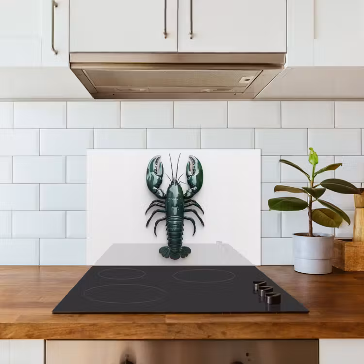Kreeft - Glossier - Groen - Wit keuken achterwand spatscherm klein -sfeer2