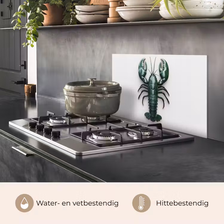 Kreeft - Glossier - Groen - Wit keuken achterwand spatscherm klein -usp_NL