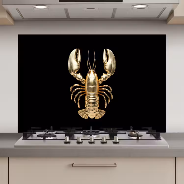 Kreeft - Goud - Textuur - Zwart keuken achterwand spatscherm klein -3d_website