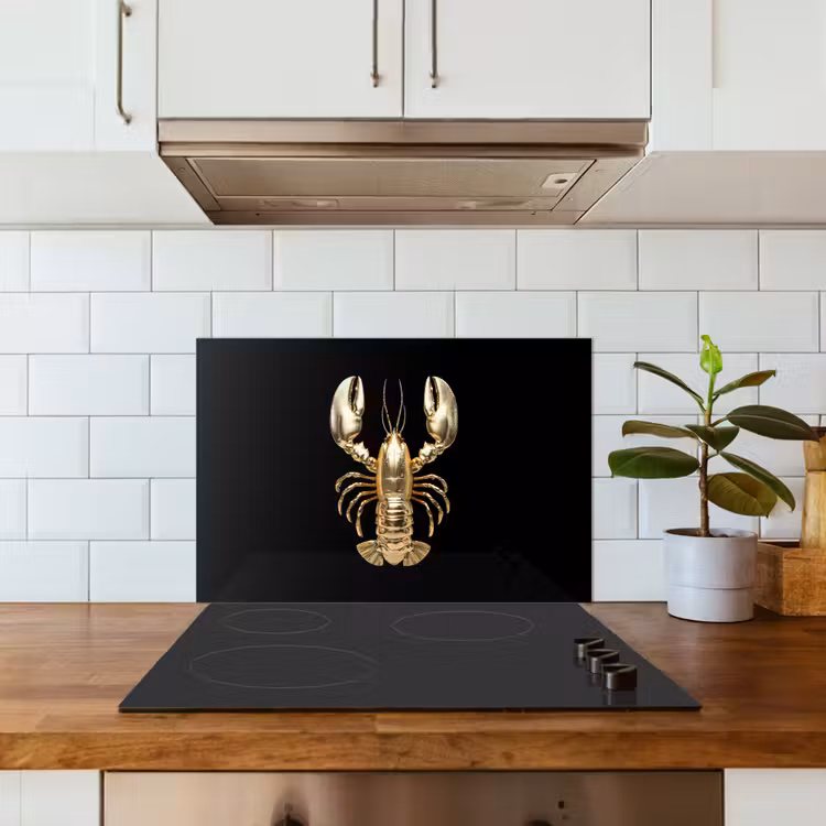 Kreeft - Goud - Textuur - Zwart keuken achterwand spatscherm klein -sfeer2