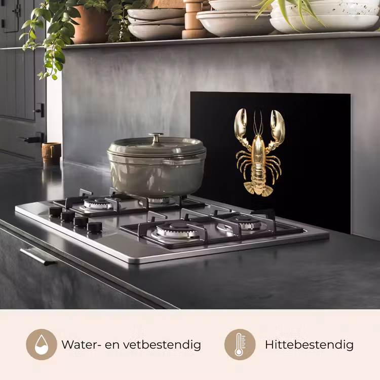 Kreeft - Goud - Textuur - Zwart keuken achterwand spatscherm klein -usp_NL