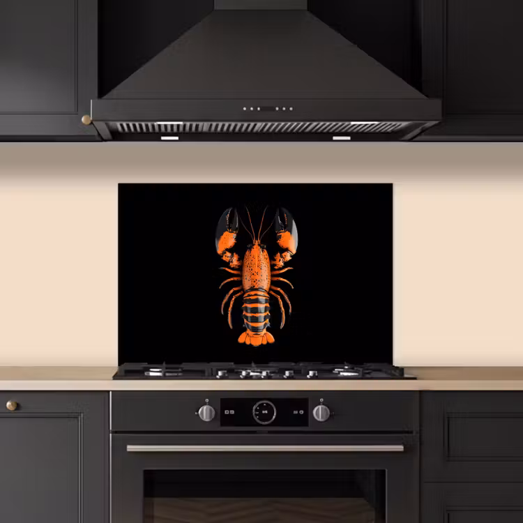 Kreeft - Oranje - Zwart - Modern keuken achterwand spatscherm klein -sfeer1