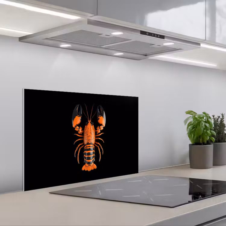 Kreeft - Oranje - Zwart - Modern keuken achterwand spatscherm klein -3d_schuin