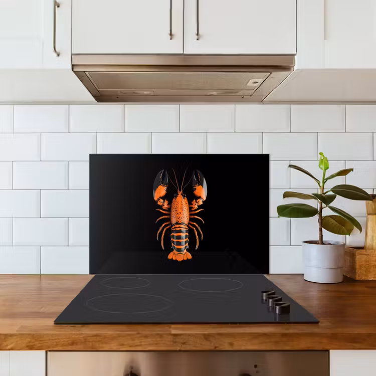 Kreeft - Oranje - Zwart - Modern keuken achterwand spatscherm klein -sfeer2