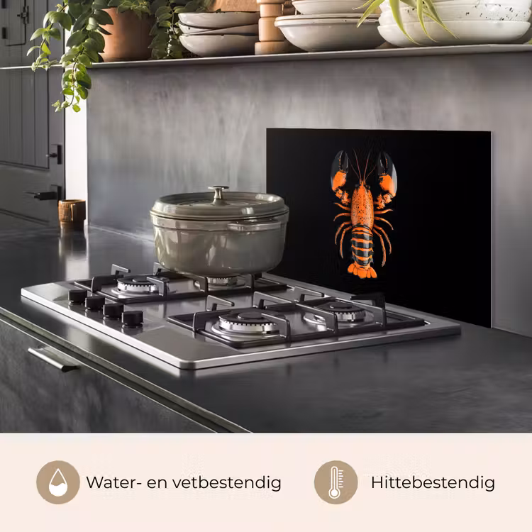 Kreeft - Oranje - Zwart - Modern keuken achterwand spatscherm klein -usp_NL