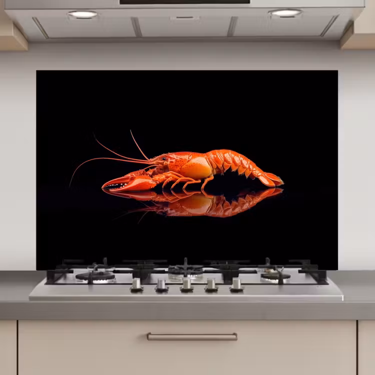 Kreeft - Oranje - Zwart - Opvallend keuken achterwand spatscherm klein -3d_website