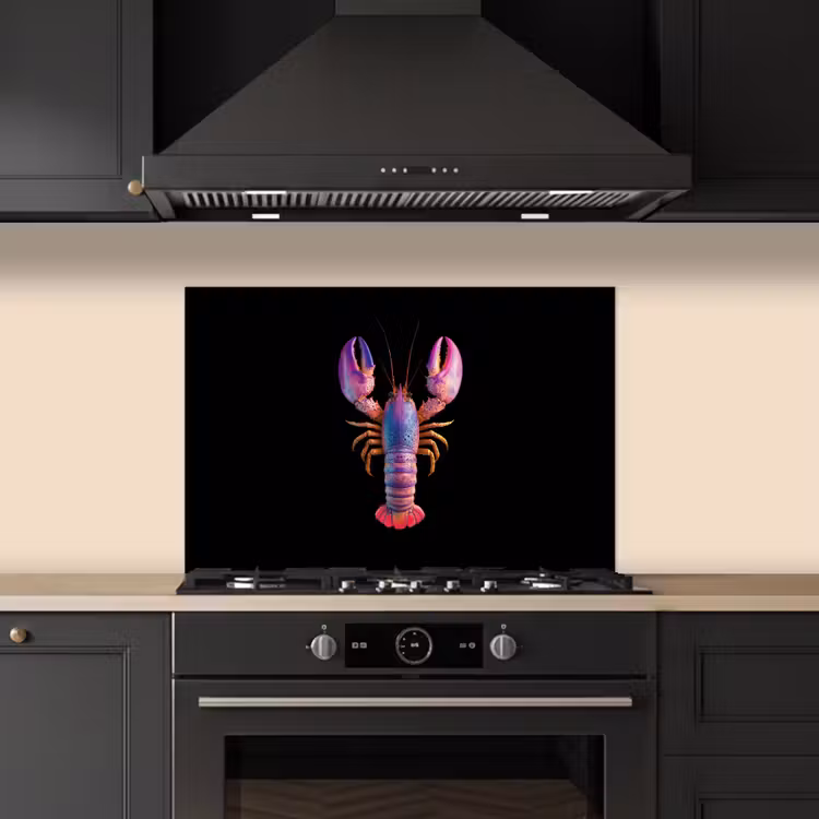 Kreeft - Paars - Roze - Zwart - Stippen - Lila keuken achterwand spatscherm klein -sfeer1