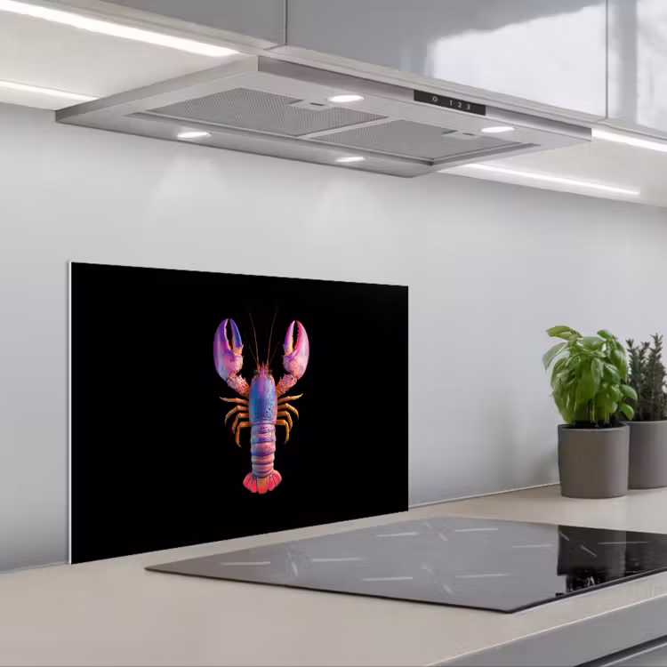 Kreeft - Paars - Roze - Zwart - Stippen - Lila keuken achterwand spatscherm klein -3d_schuin