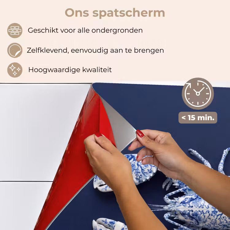 Kreeft - Porselein - Delfts - Blauw keuken achterwand spatscherm klein -spatscherm_NL