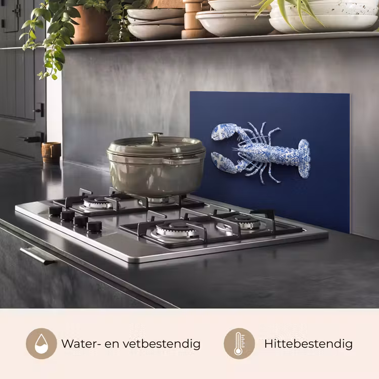 Kreeft - Porselein - Delfts - Blauw keuken achterwand spatscherm klein -usp_NL