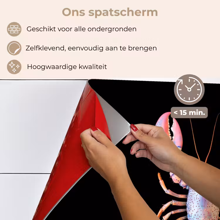 Kreeft - Roze - Zacht - Zwart keuken achterwand spatscherm klein -spatscherm_NL