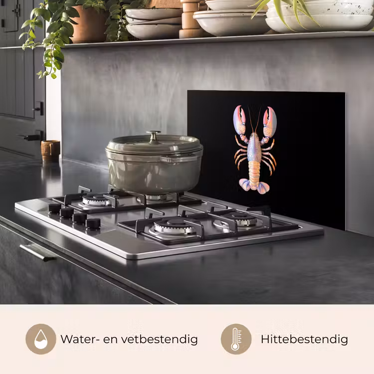 Kreeft - Roze - Zacht - Zwart keuken achterwand spatscherm klein -usp_NL