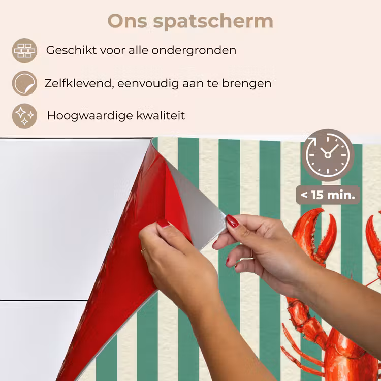Kreeft - Strepen - Realistisch - Zomers keuken achterwand spatscherm klein -spatscherm_NL