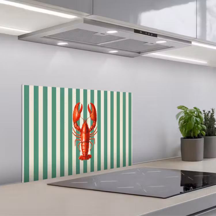 Kreeft - Strepen - Realistisch - Zomers keuken achterwand spatscherm klein -3d_schuin