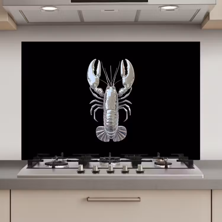Kreeft - Zilver - Metallic - Luxe keuken achterwand spatscherm klein -3d_website