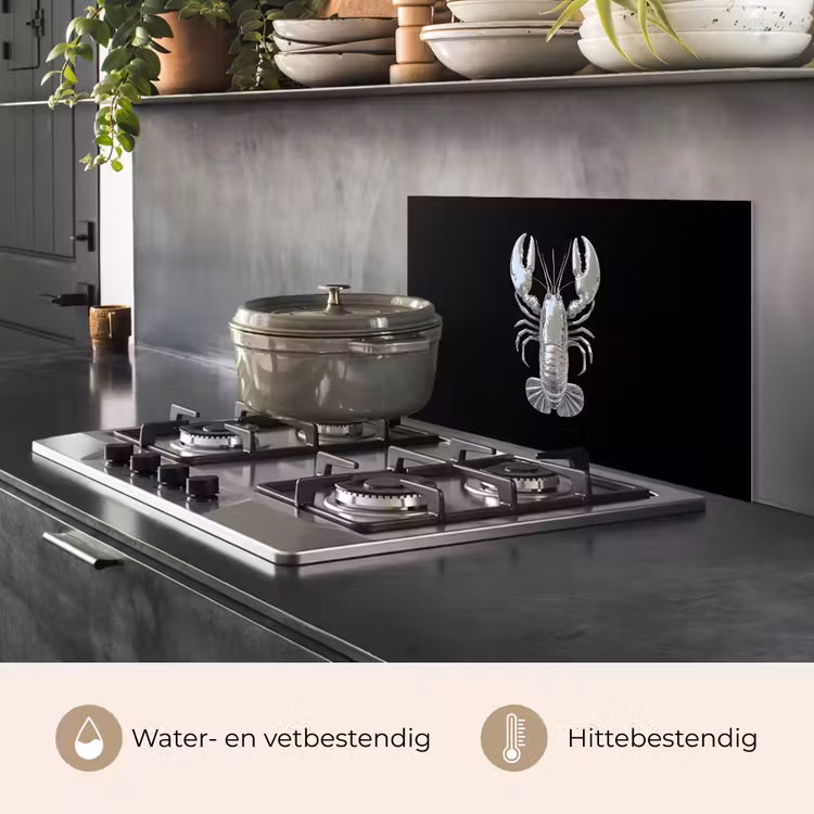 Kreeft - Zilver - Metallic - Luxe keuken achterwand spatscherm klein -usp_NL