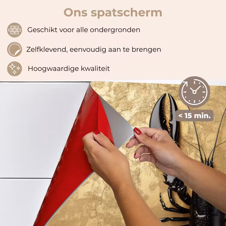 Kreeft - Zwart - Goud - Luxe keuken achterwand spatscherm klein -spatscherm_NL