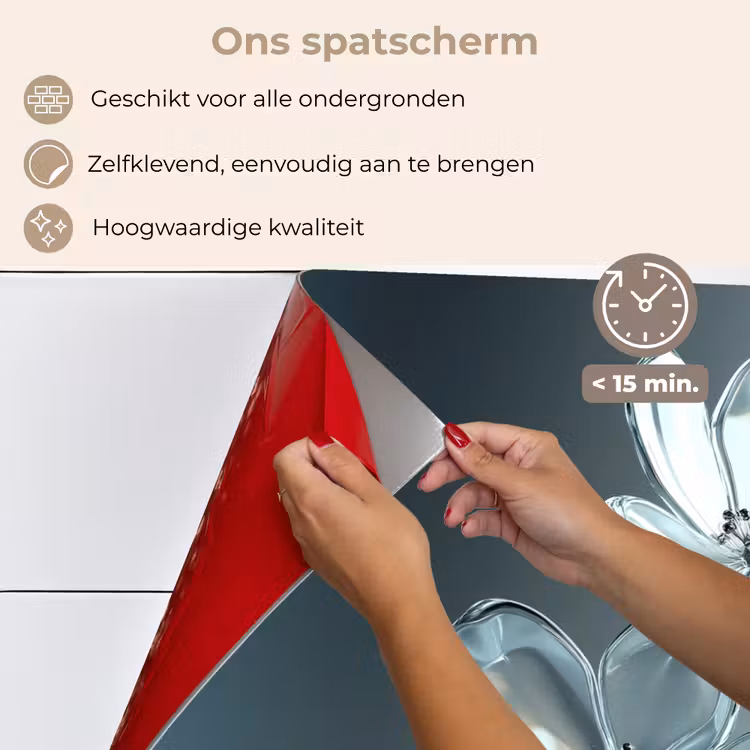Kristal - Bloemen - Grijs keuken achterwand spatscherm klein -spatscherm_NL