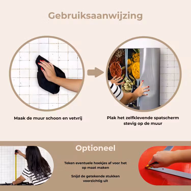 Kruiden - Lepel - Specerijen - Zwart - Keuken keuken achterwand spatscherm klein -gebruiksaanwijzing_NL