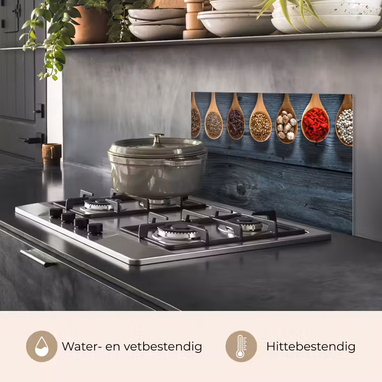 Kruiden - Lepels - Hout - Keuken - Specerijen - Industrieel keuken achterwand spatscherm klein -usp_NL