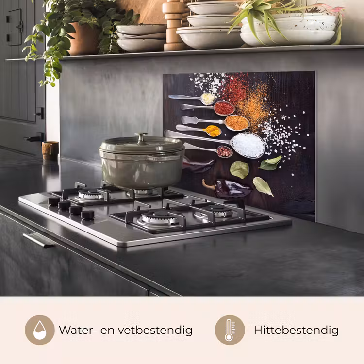 Kruiden - Lepels - Specerijen - Industrieel keuken achterwand spatscherm middel -usp_NL