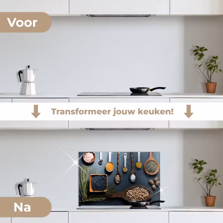 Kruiden - Lepels - Specerijen - Keuken keuken achterwand spatscherm klein -voor_na_NL