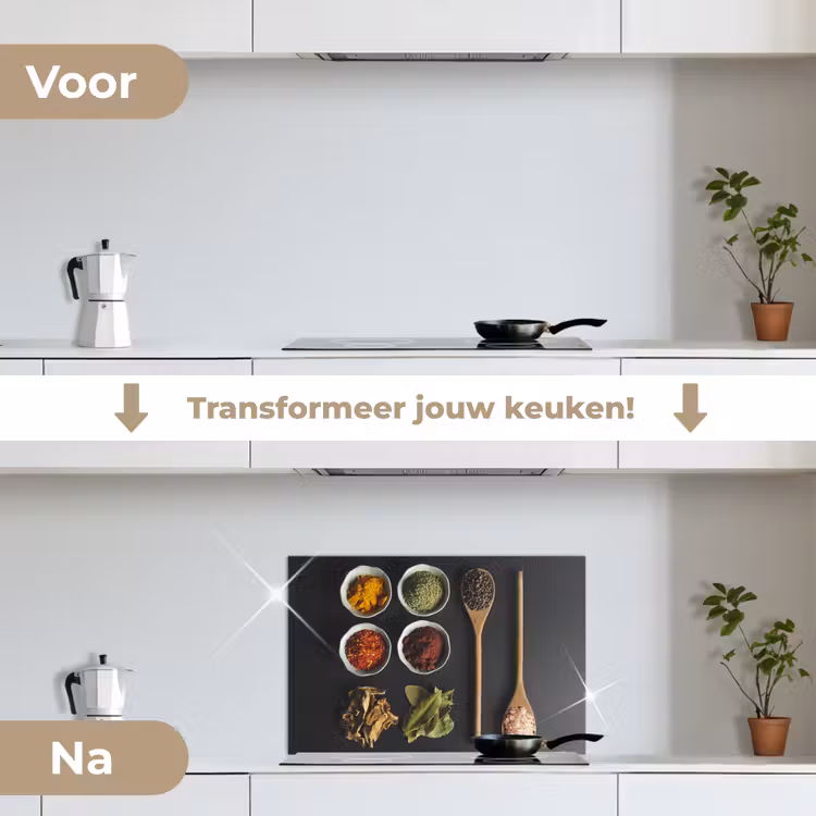 Kruiden Mozaïek keuken achterwand spatscherm klein -voor_na_NL