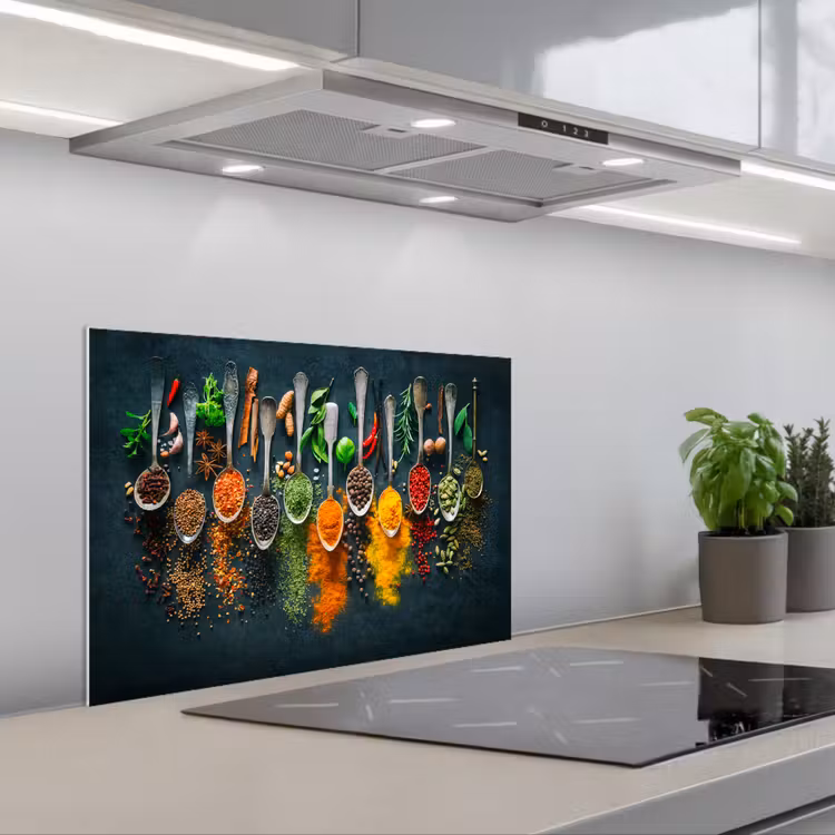 Kruiden - Specerijen - Lepels keuken achterwand spatscherm klein -3d_schuin