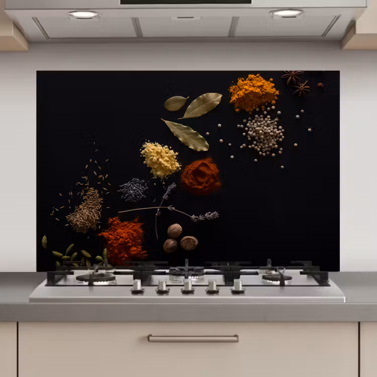 Kruiden - Zwart - Specerijen - Keuken - Koken keuken achterwand spatscherm klein -3d_website