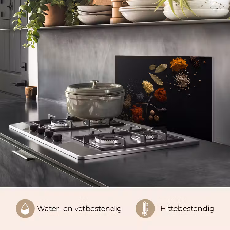 Kruiden - Zwart - Specerijen - Keuken - Koken keuken achterwand spatscherm klein -usp_NL