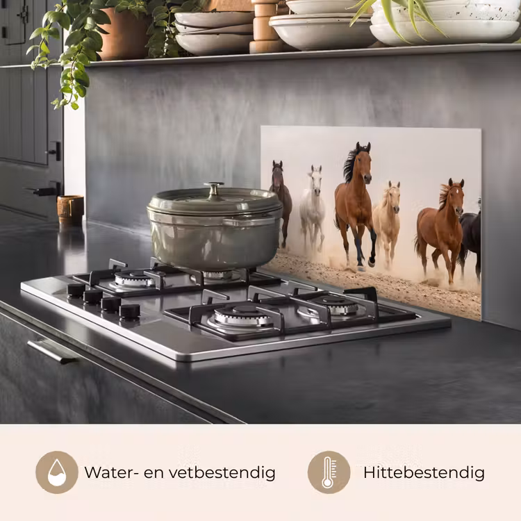 Kudde paarden - Stofwolk - Bruin - Zwart keuken achterwand spatscherm klein -usp_NL