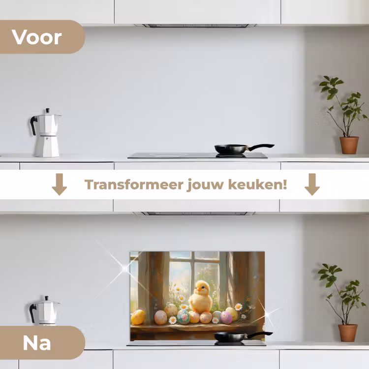 Kuiken - Raam - Paaseieren keuken achterwand spatscherm klein -voor_na_NL