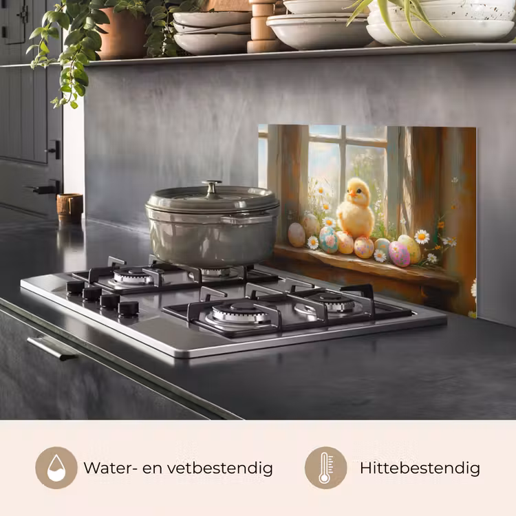 Kuiken - Raam - Paaseieren keuken achterwand spatscherm klein -usp_NL