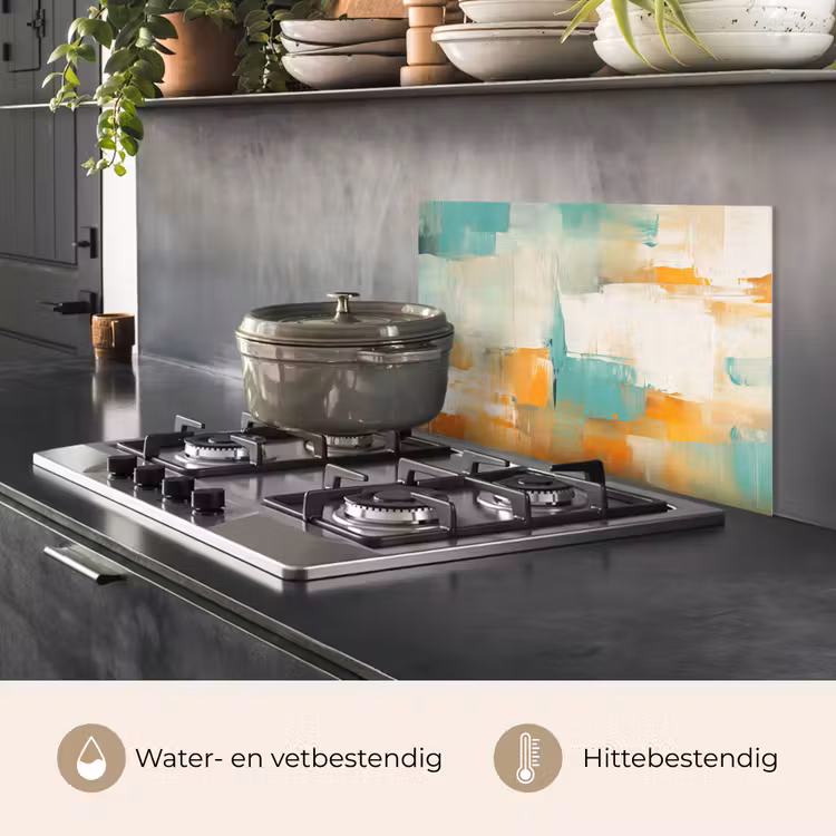 Kunst - Abstract - Blauw - Wit keuken achterwand spatscherm klein -usp_NL