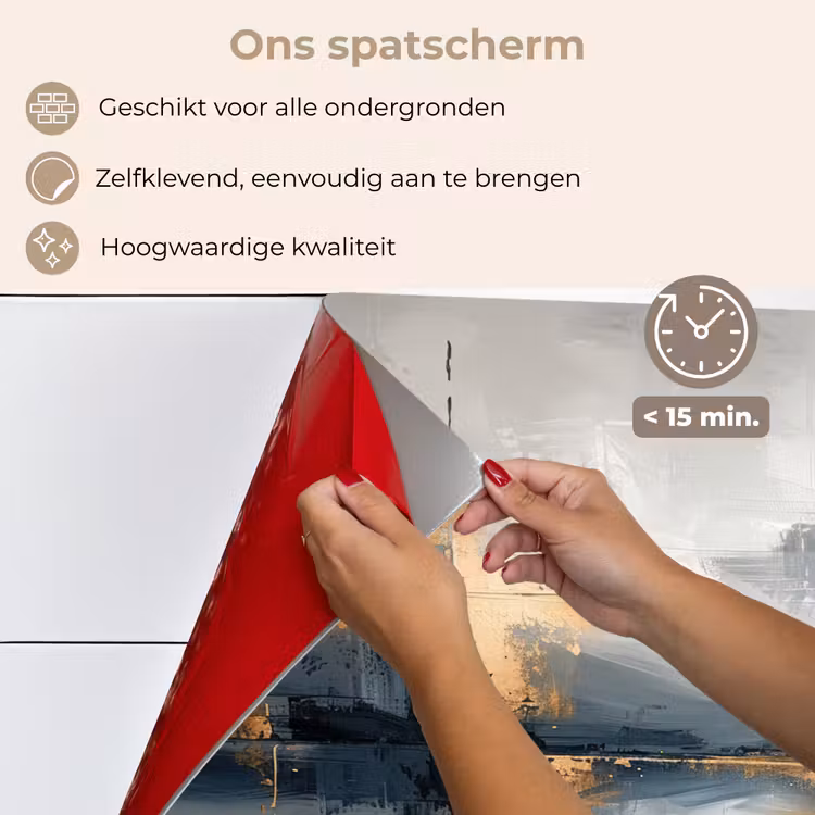 Kunst - Grijs - Goud - Abstract keuken achterwand spatscherm klein -spatscherm_NL