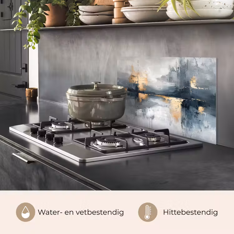 Kunst - Grijs - Goud - Abstract keuken achterwand spatscherm klein -usp_NL